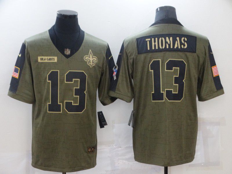 Men New Orleans Saints 13 Thomas green Nike Olive Salute To Service Limited NFL Jerseys